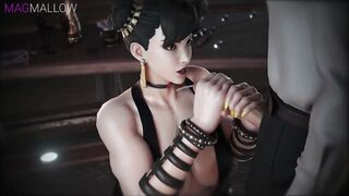 Chun-li make a great blowjon on big cock