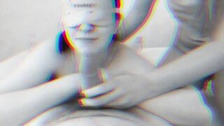 Sexy Ukrainian girls with big tits sucking cock - double blowjob including deepthroat 3D version