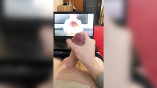 After barhroom horny guy jerks big dick on hentai