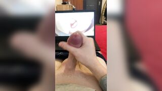After barhroom horny guy jerks big dick on hentai
