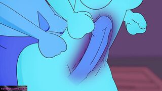 FUTA Sudden interracial sex and creampie inside when others are watching
