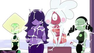 FUTA Sudden interracial sex and creampie inside when others are watching