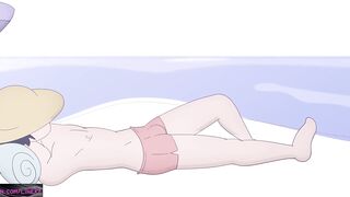 FUTA Sudden interracial sex and creampie inside when others are watching