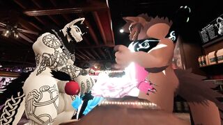 2 buff Furrys fuck a lone Girl at bar