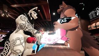 2 buff Furrys fuck a lone Girl at bar
