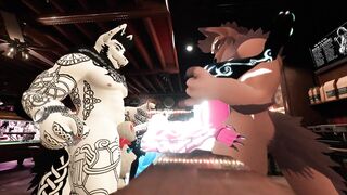 2 buff Furrys fuck a lone Girl at bar