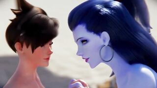 Overwatch 2 porn Tracer and widow on the beach 3D uncensored SFM hentai
