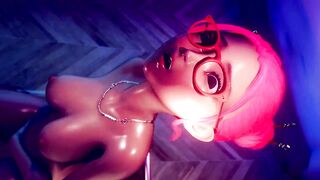 Pink hair Girl riding dildo | Sex Room 2