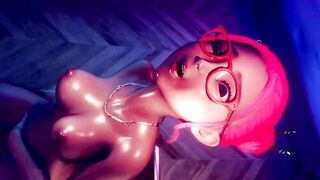 Pink hair Girl riding dildo | Sex Room 2