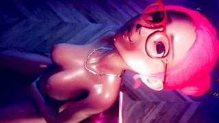 Pink hair Girl riding dildo | Sex Room 2