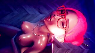 Pink hair Girl riding dildo | Sex Room 2