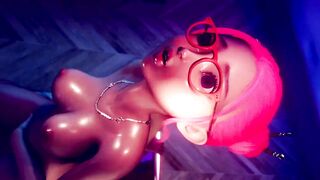 Pink hair Girl riding dildo | Sex Room 2