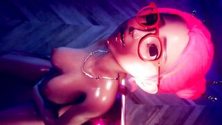 Pink hair Girl riding dildo | Sex Room 2
