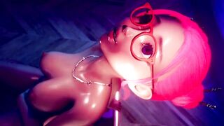 Pink hair Girl riding dildo | Sex Room 2
