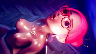Pink hair Girl riding dildo | Sex Room 2