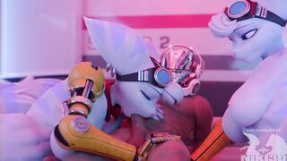 Two Rivets Sucking, Fucking, and Using Their Tits to Milk Cock (Ratchet and Clank)