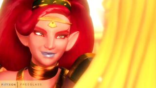 Lesbian Princess Zelda Serves Lady Urbosa 3D Hentai