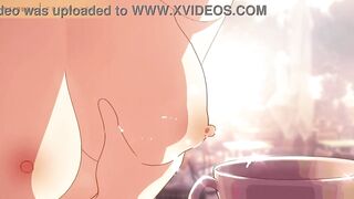 Squirting Milk, Lactating into a coffee cup Hentai Animation