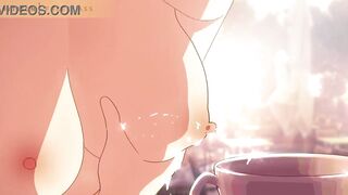 Squirting Milk, Lactating into a coffee cup Hentai Animation