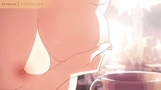 Squirting Milk, Lactating into a coffee cup Hentai Animation