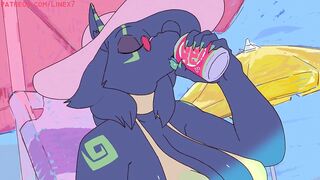 FUTANARI FURRY FUCKED AND CUMMING ON THE PUBLIK BEACH