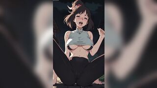 Ghiblish anime girls compilation, yoga pants, creampie, bukkake, blush, anime, big boobs