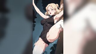 Ghiblish anime girls compilation, yoga pants, creampie, bukkake, blush, anime, big boobs