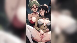 Ghiblish anime girls compilation, yoga pants, creampie, bukkake, blush, anime, big boobs