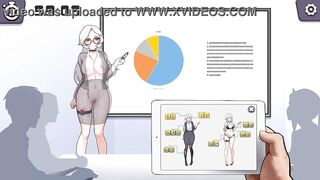Silver haired lady hentai using a vibrator in a public lecture new hentai gameplay