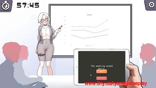 Silver haired lady hentai using a vibrator in a public lecture new hentai gameplay