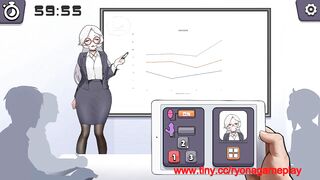 Silver haired lady hentai using a vibrator in a public lecture new hentai gameplay