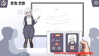 Silver haired lady hentai using a vibrator in a public lecture new hentai gameplay