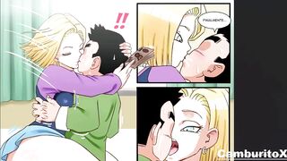 Android 18 Sucks Every Last Drop Of Cum From Krillin's Cock - Dragon Ball Hentai