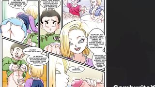 Android 18 Sucks Every Last Drop Of Cum From Krillin's Cock - Dragon Ball Hentai
