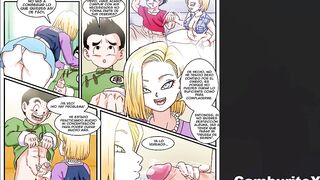 Android 18 Sucks Every Last Drop Of Cum From Krillin's Cock - Dragon Ball Hentai