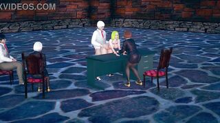 Secretary ploughed by boss from behind in front of management
