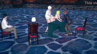 Secretary ploughed by boss from behind in front of management
