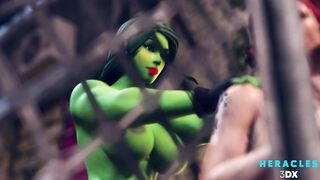 She-Hulk pounding Black Widow