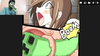 Minecraft SexSteve Jerking off watching Alex Get Gangbang by Creepers Comic Porn