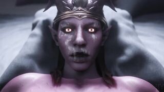 Two lustful futa daemonettes have their way with submissive futa mage