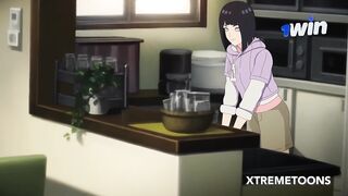 Hinata is surprised and roughly fucked by Boruto while she is distracted at home - Hentai