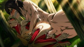 Attack on Titan Anne female Titan and Eren attack Titan in forest got hardcore rough sex Hentai 18+
