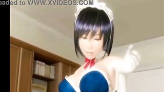 Maid and futa playing with a dildo