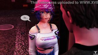 Kiriko from Overwatch offers a blowjob to a random guy