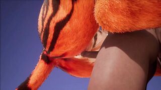 Furry domination animation (tiger suit)