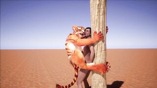 Furry domination animation (tiger suit)