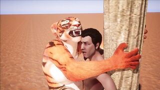Furry domination animation (tiger suit)