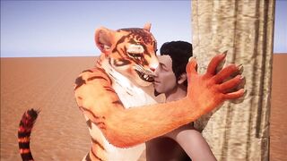 Furry domination animation (tiger suit)