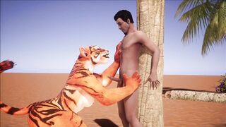 Furry domination animation (tiger suit)