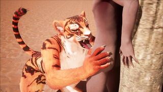 Furry domination animation (tiger suit)